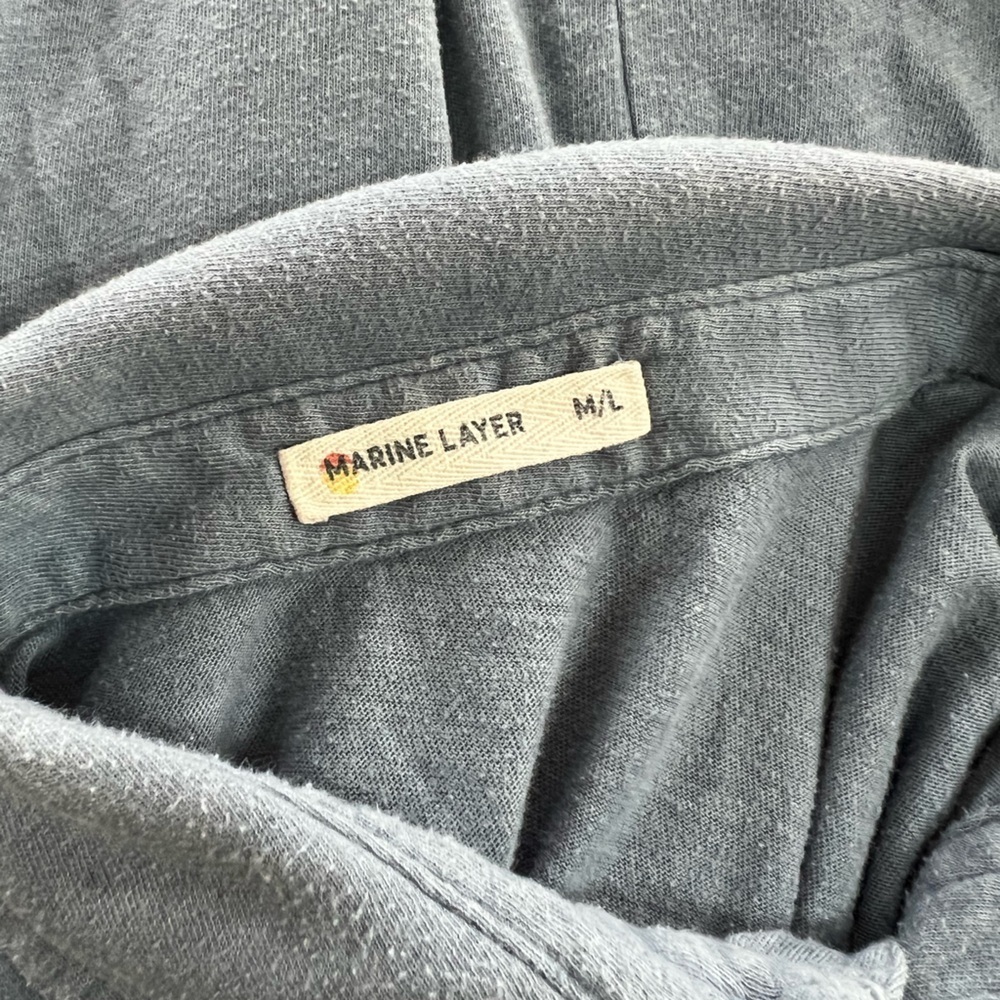 Marine Layer Lucas Polo in Blue-Grey with Color-blocked Stripes, M/L - Picture 7 of 11
